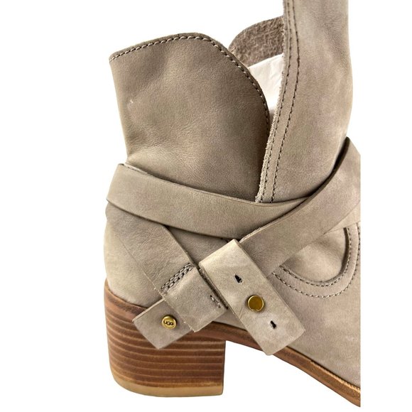UGG Elora Sahara Grey Suede Leather Ankle Boots, Women's Size 10 - Picture 7 of 16